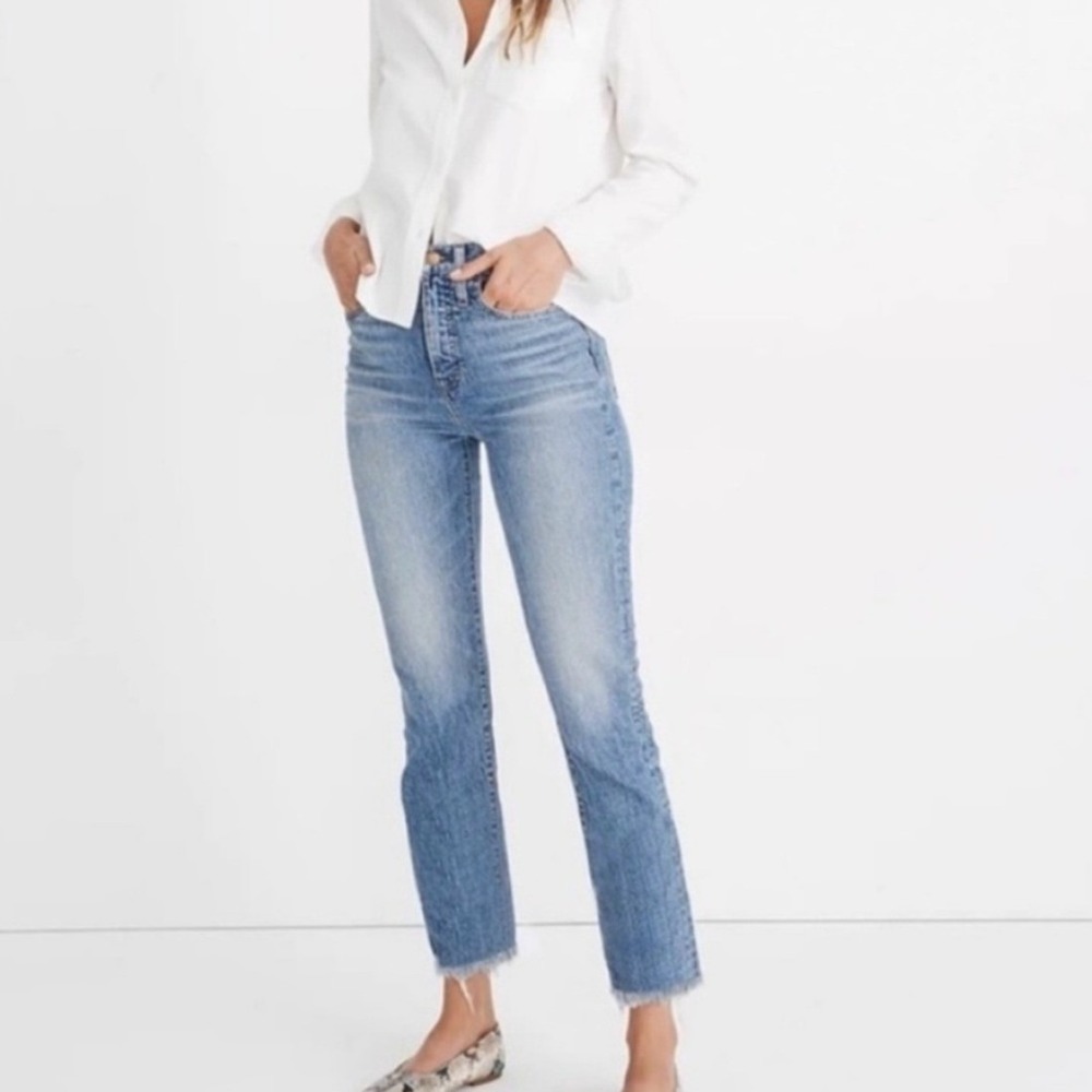Madewell Jeans The Perfect Vintage Jean 29 Blue High Rise Raw Hem Ankle Denim